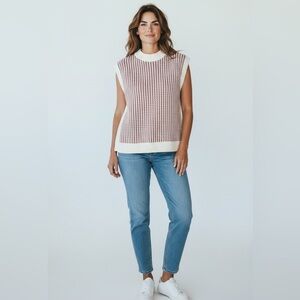 Chic Knit Sweater with Red Stripes